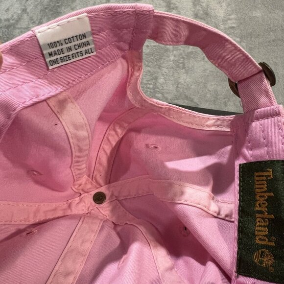 Timberland Hat Women's One Size Adjustable Pink Logo Strapback Cap - Picture 7 of 8